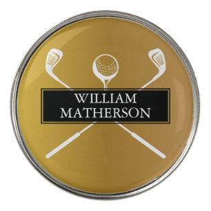Personalized Gold and Black Golf Ball Stylish Marker