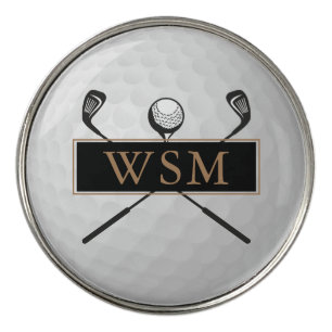 Personalized Gold and Black Monogramed Golf Ball Marker