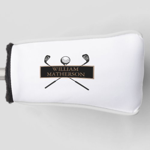 Personalized Gold and Black Stylish Golf Head Cover