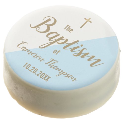 Personalized Gold and Blue Baby boy Baptism Chocolate Covered Oreo