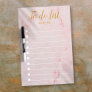 Personalized Gold and Blush Pink Marble To-Do List Dry Erase Board