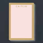 Personalized Gold and Blush Pink Post-it Notes<br><div class="desc">Treat yourself to some pretty personalized Post-It Notes or surprise that special coworker with a personalized gift. This Post-It Notes pad is in a long rectangular shape with a blush pink background inside a gold colored frame. Matching gold text spell out a name or your own custom message. Just just...</div>