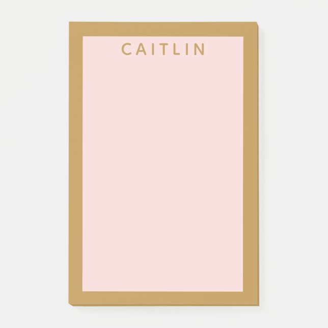 Personalized Gold and Blush Pink Post-it Notes (Front)