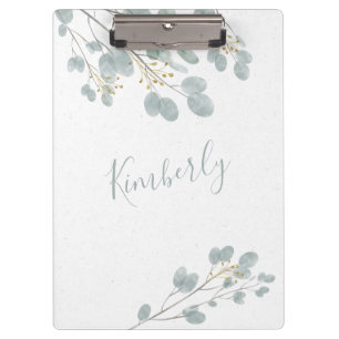 Personalized Gold and Eucalyptus Clipboard
