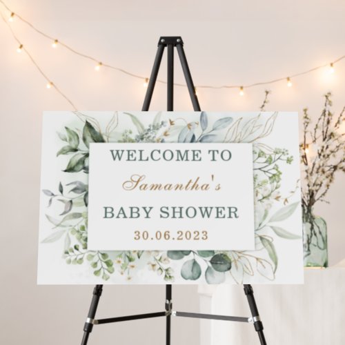 Personalized  Gold and Green Baby Shower Welcome Foam Board