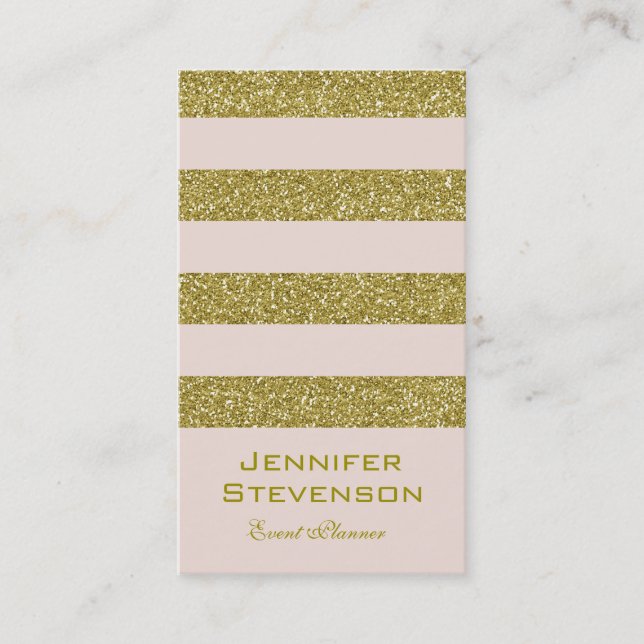 Personalized Gold And Pink Business Card (Front)