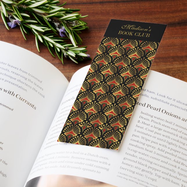 Personalized Gold And Red Art Deco Pattern Bookmarks (Book)