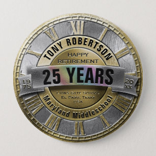 Personalized Gold and Silver Retirement Button