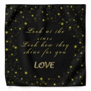 Personalized Gold and sparkles stars on black  Bandana