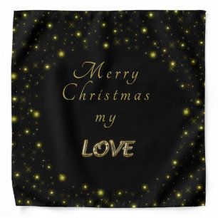 Personalized Gold and sparkles stars on black  Bandana