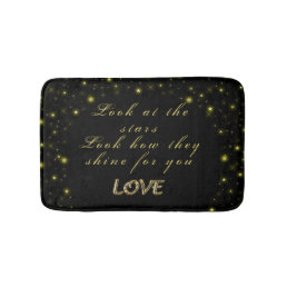 Personalized Gold and sparkles stars on black  Bath Mat