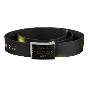 Personalized Gold and sparkles stars on black Belt