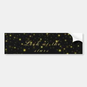Personalized Gold and sparkles stars on black Bum Bumper Sticker
