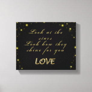 Personalized Gold and sparkles stars on black   Canvas Print