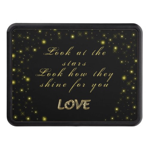 Personalized Gold and sparkles stars on black   Hitch Cover