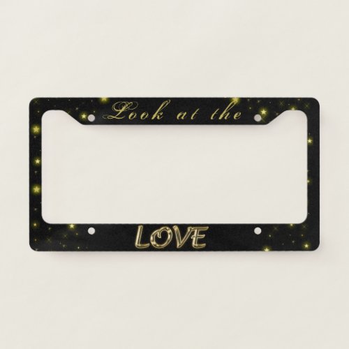 Personalized Gold and sparkles stars on black  License Plate Frame