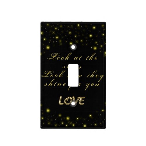 Personalized Gold and sparkles stars on black Light Switch Cover