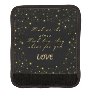 Personalized Gold and sparkles stars on black Luggage Handle Wrap