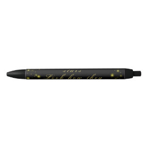 Personalized Gold and sparkles stars on black Pen
