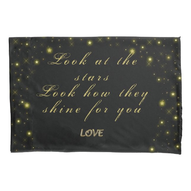 Personalized Gold and sparkles stars on black  Pillow Case (Front)