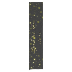Personalized Gold and sparkles stars on black  Short Table Runner