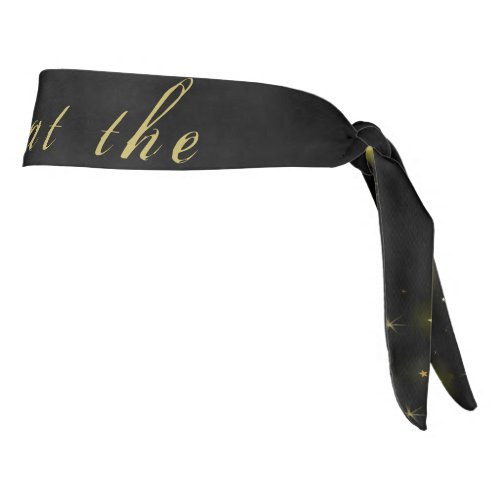 Personalized Gold and sparkles stars on black Tie Headband