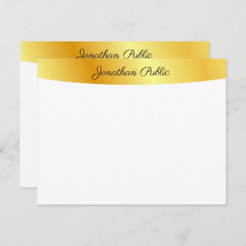 Personalized Gold And White Elegant Handwritten Note Card