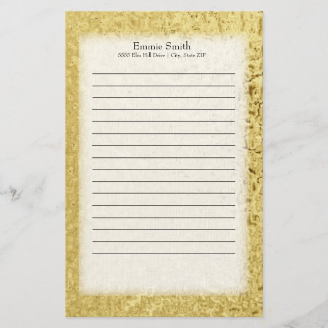 Personalized Gold and White Stationery (Front)