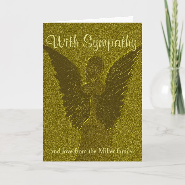 Personalized Gold Angel Sympathy Card (Front)