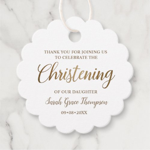 Personalized Gold Baby girl Christening thank you  Favor Tags
