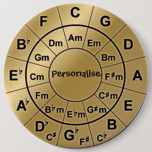 Personalized Gold Badge Music Lovers Chord Wheel Button