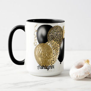 Personalized Gold Balloons Happy 18th Birthday Mug