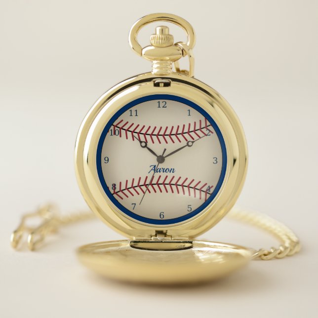 Personalized Gold Baseball Pocket Watch (Inside)