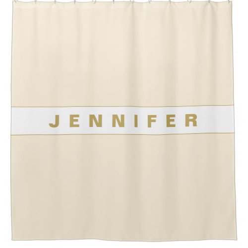 Personalized gold beige monogram  shower curtain