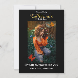 Personalized Gold & Black Birthday Invitation