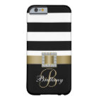 Personalized Gold, Black Bold Stripes Diamonds