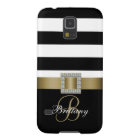 Personalized Gold, Black Bold Stripes Diamonds