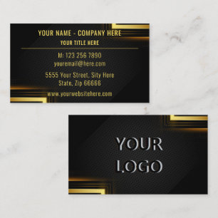 Personalized Gold Black Business Card with Logo