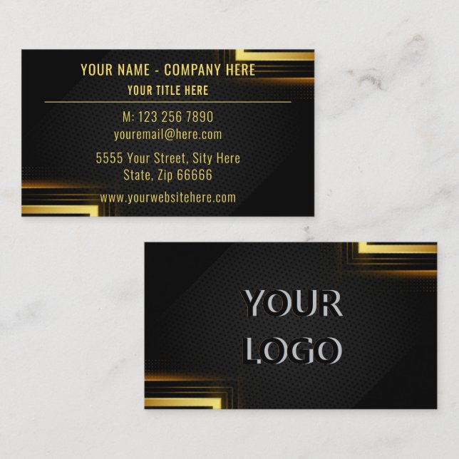 Personalized Gold Black Business Card with Logo (Front/Back)