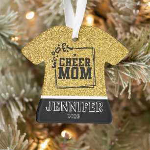 Personalized Gold & Black Cheer Mom Ornament