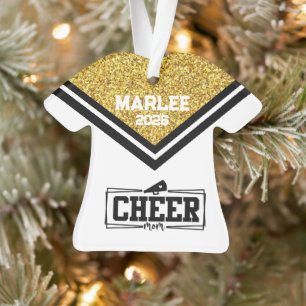 Personalized Gold & Black Cheer Mom Ornament
