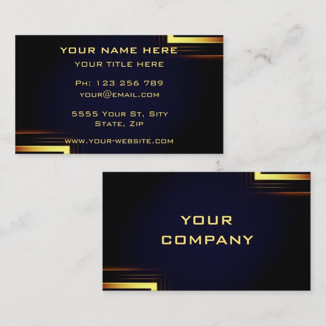 Personalized Gold Black Design Business Card (Front/Back)