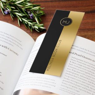Personalized Gold & Black Geometric Design Bookmarks