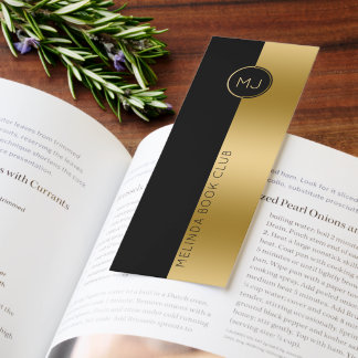 Personalized Gold & Black Geometric Design Bookmarks