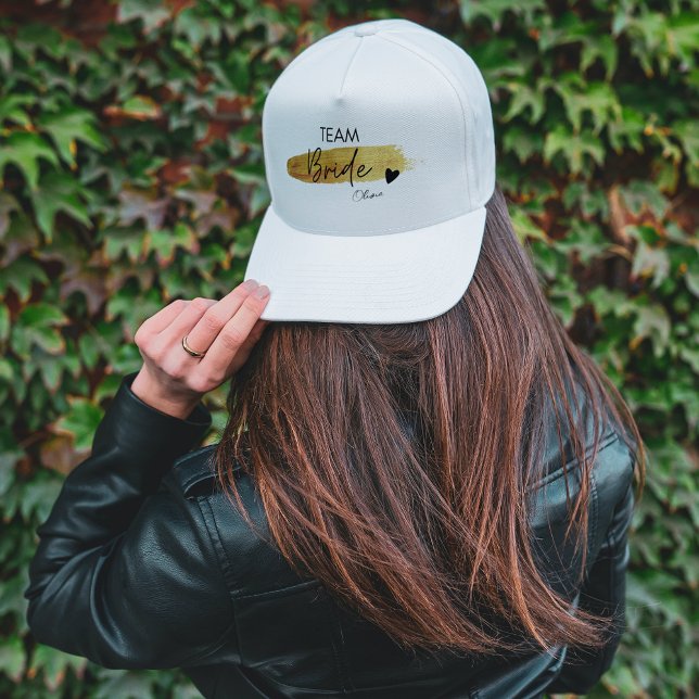Personalized Gold & Black Modern Chic Team Bride  Trucker Hat (Gold & Black Modern Chic Team Bride Personalized Trucker Hat)