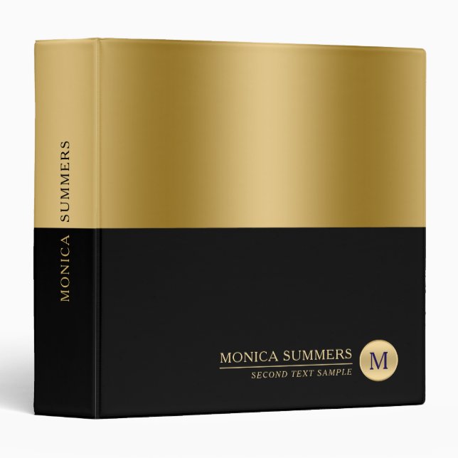 Personalized Gold & Black Splits-creen 3 Ring Binder (Front/Spine)
