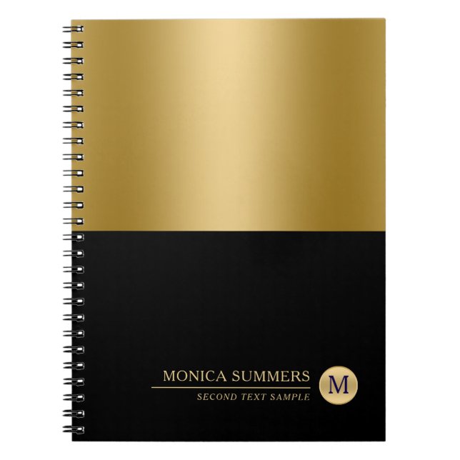 Personalized Gold & Black Splits-creen Notebook (Front)