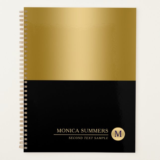 Personalized Gold & Black Splits-creen Planner (Front)