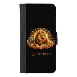 Personalized Gold Black Zodiac Sign Leo  iPhone 8/7 Wallet Case