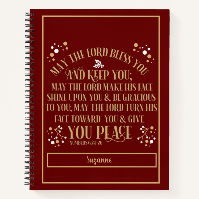Personalized Gold Blessing Numbers 6:24-26 Red  No Notebook (Front)